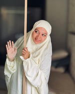 Load image into Gallery viewer, Pastel yellow luxe solid prayer dress
