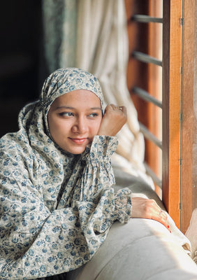 Teal Flora Cotton Prayer Dress