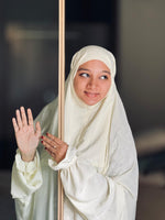 Load image into Gallery viewer, Pastel yellow luxe solid prayer dress
