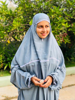 Load image into Gallery viewer, FOAMY BLUE PASTEL PRAYER DRESS
