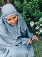 Load image into Gallery viewer, FOAMY BLUE PASTEL PRAYER DRESS
