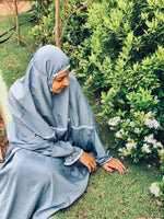 Load image into Gallery viewer, FOAMY BLUE PASTEL PRAYER DRESS
