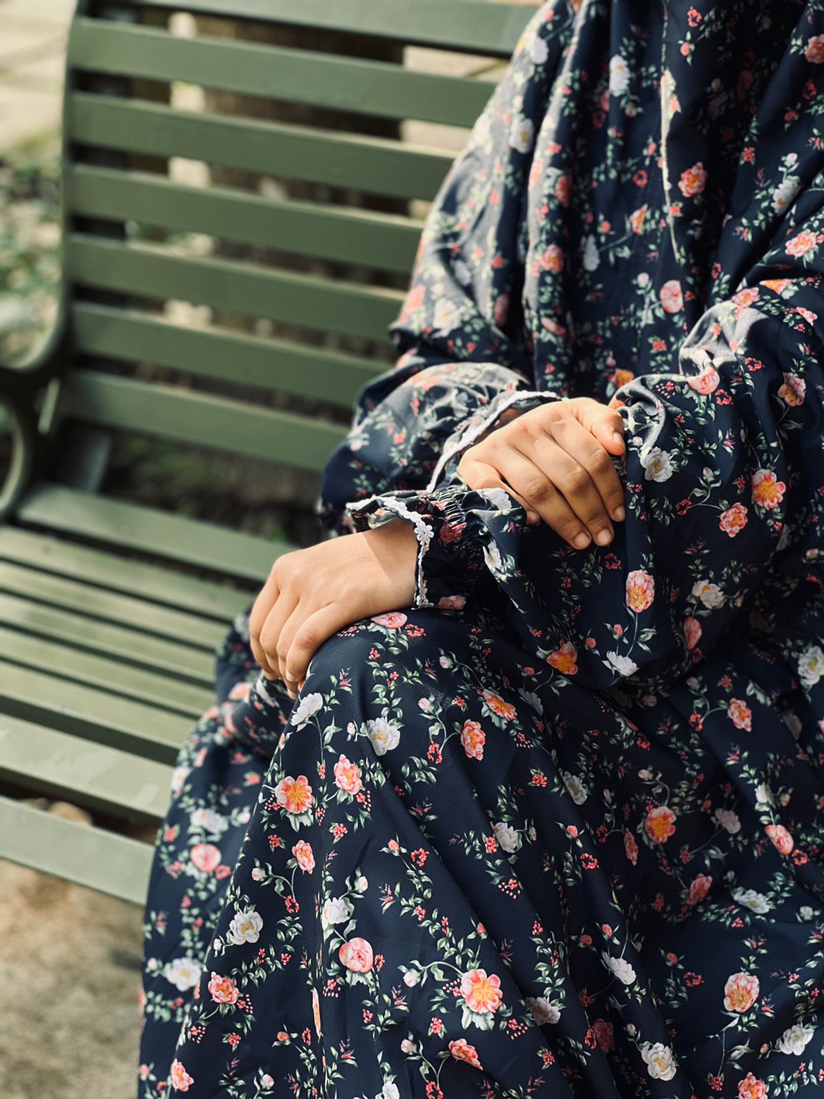 Nosheen Navy Blue Florals Prayer Dress