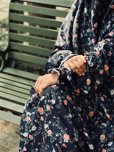 Nosheen Navy Blue Florals Prayer Dress