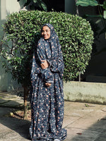 Load image into Gallery viewer, Nosheen Navy Blue Florals Prayer Dress
