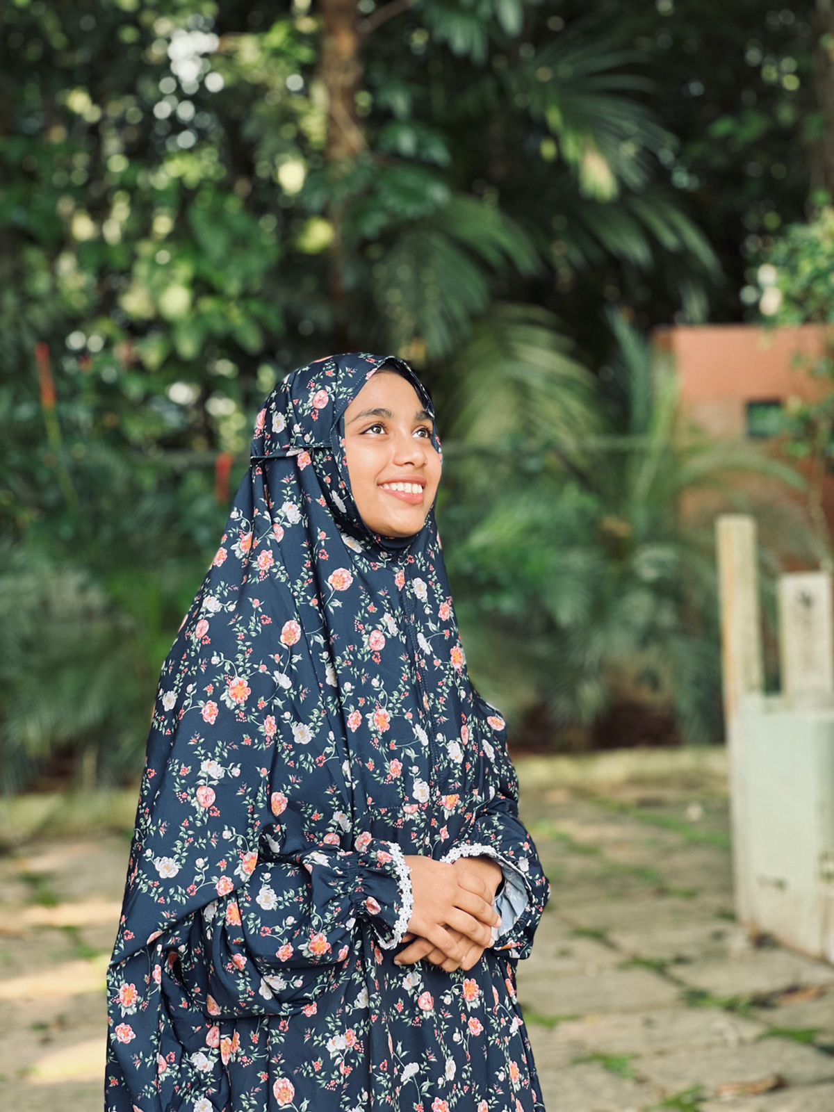 Nosheen Navy Blue Florals Prayer Dress