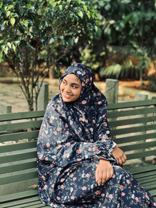 Nosheen Navy Blue Florals Prayer Dress